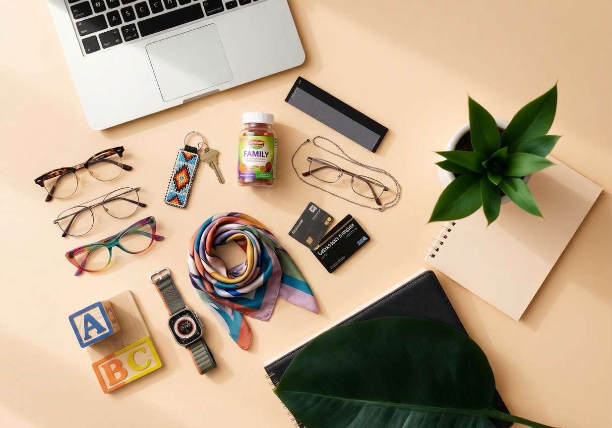 Laptop, credit cards and notebook flatlay
